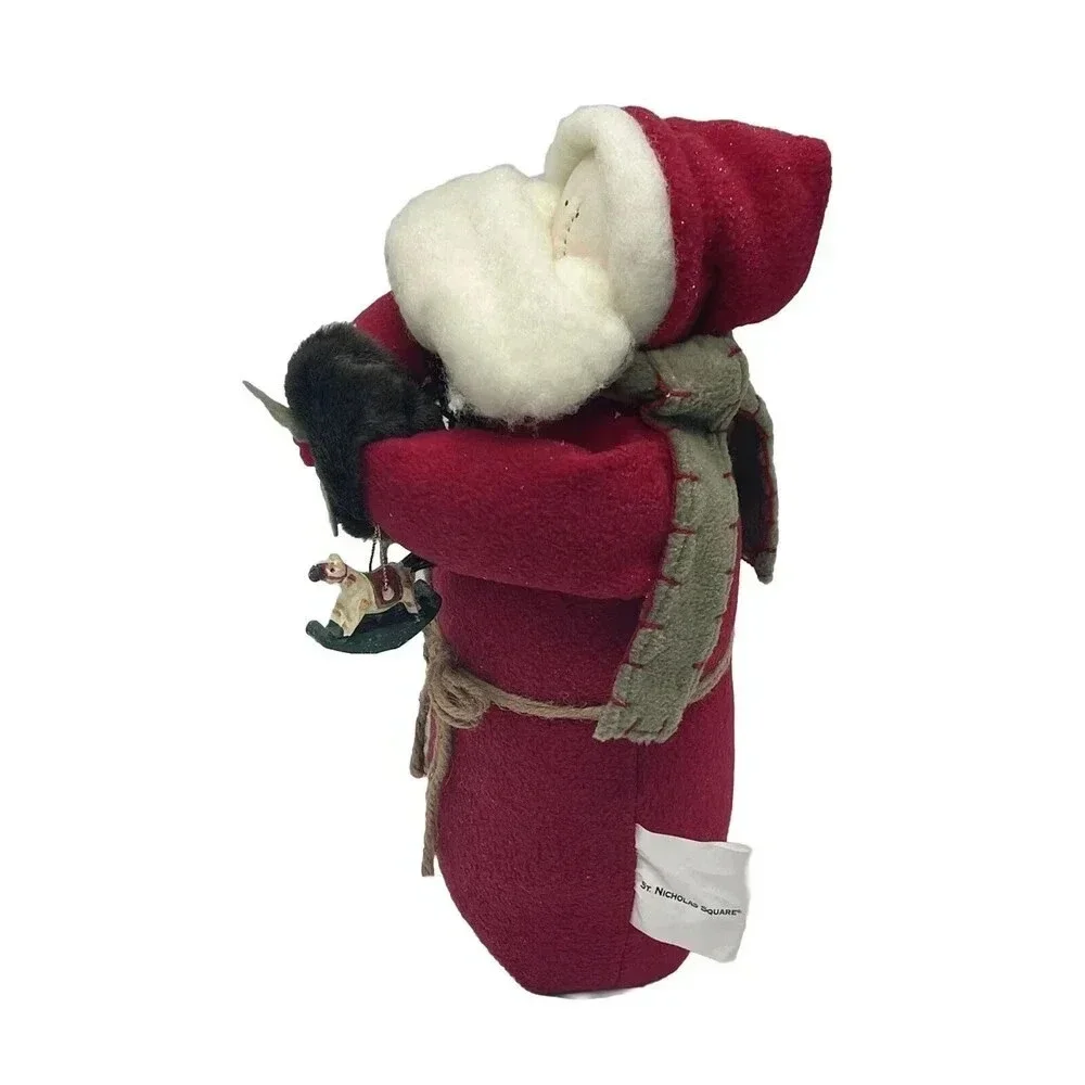 Primitive Christmas Red Flannel Coat, Bearded Santa 13